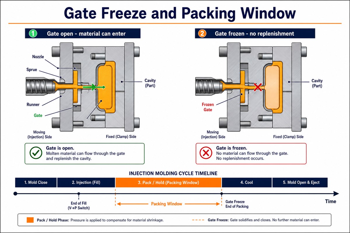 Gate Freeze and Packing Pressure Window