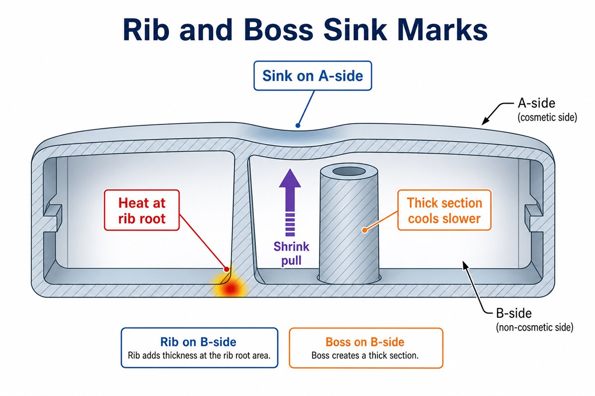 Rib and Boss Sink Mark Causes